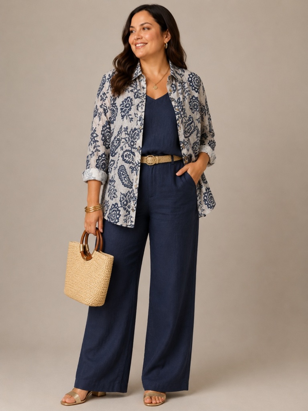 Charter Club Woman Weekend - Metallic Linen Shirt – Sz1X - Picture 4 of 10